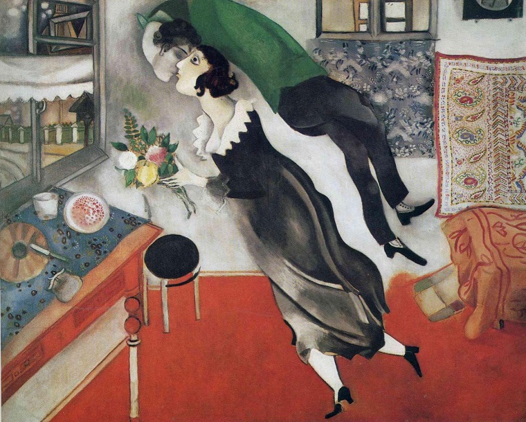 Marc Chagall, Narozeniny (detail), 1923, 80,8x100,3 cm, olej na plátně