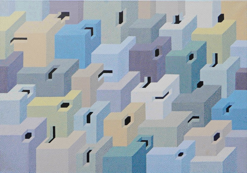 Peter Roller, Babylon, akryl na plátně, 80 x 110 cm, 2008