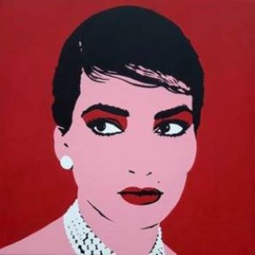 Richard Augustin, Maria Callas, 2021, akryl na plátně, 100 x 100 cm