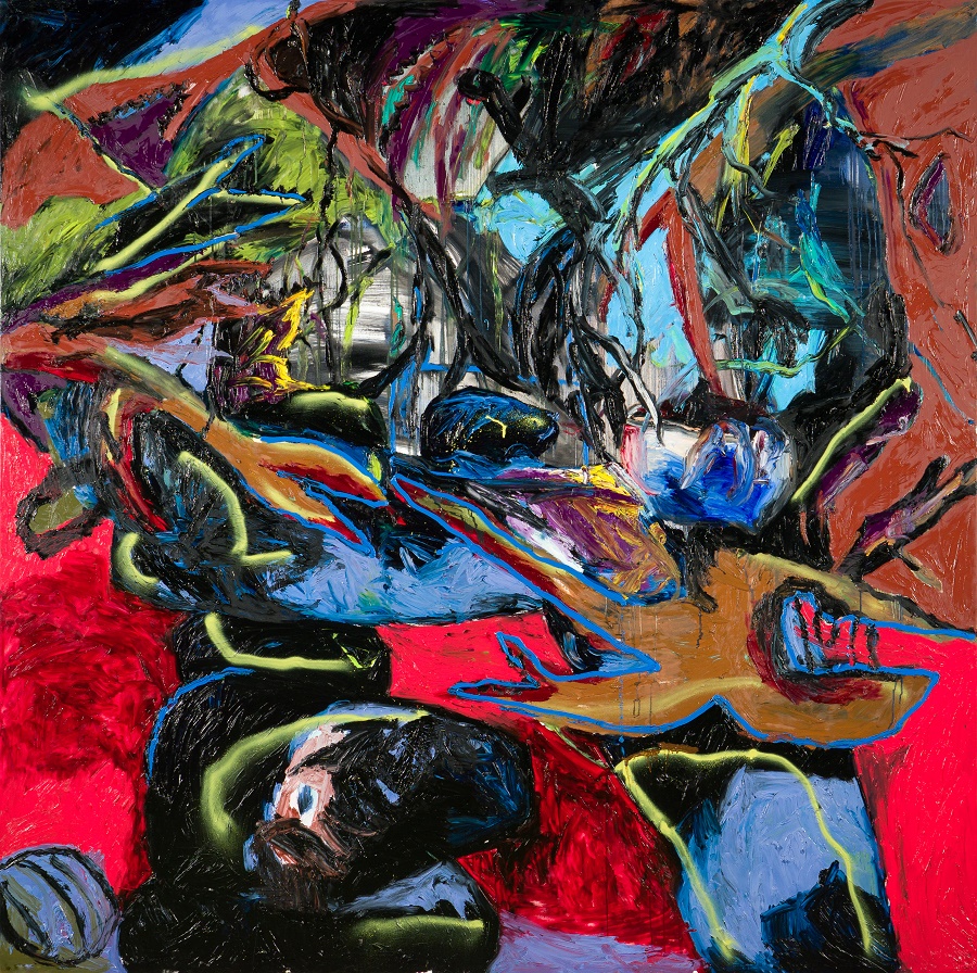 Sofie Švejdová, Žába, 2021, olej, plátno, 200x200 cm