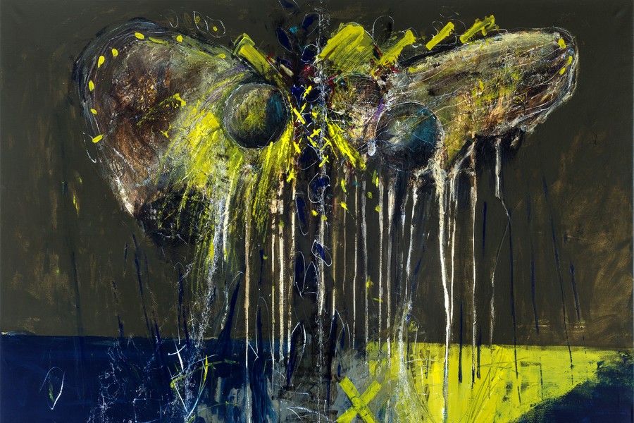 Pavel Janouškovec: Křídlení (2020) akryl, plátno, 115 x 160 cm