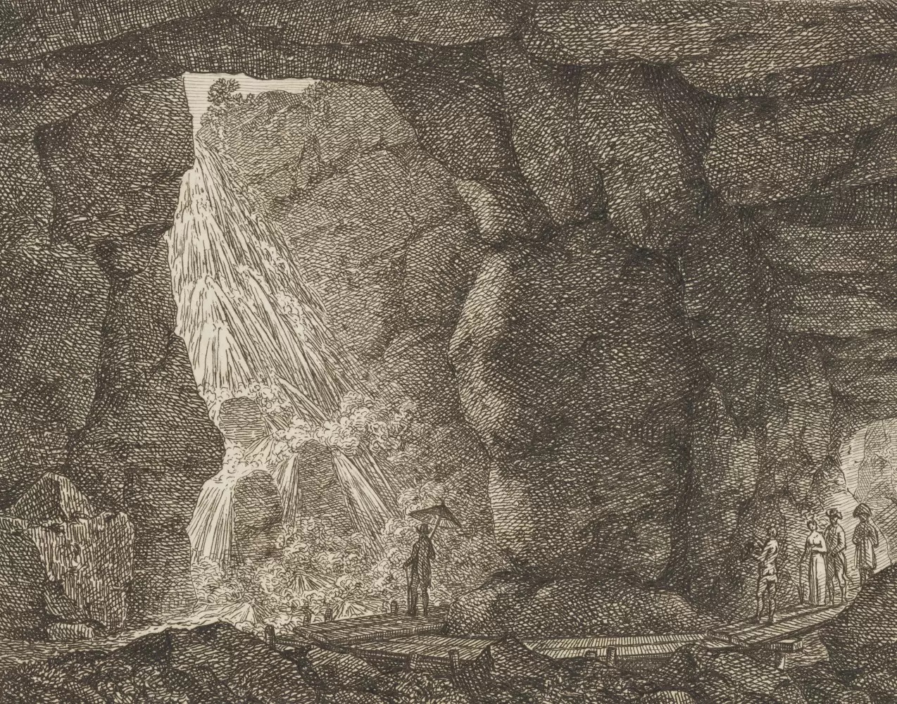 Karel Postl, Jeskyně s vodopádem, kolem 1810