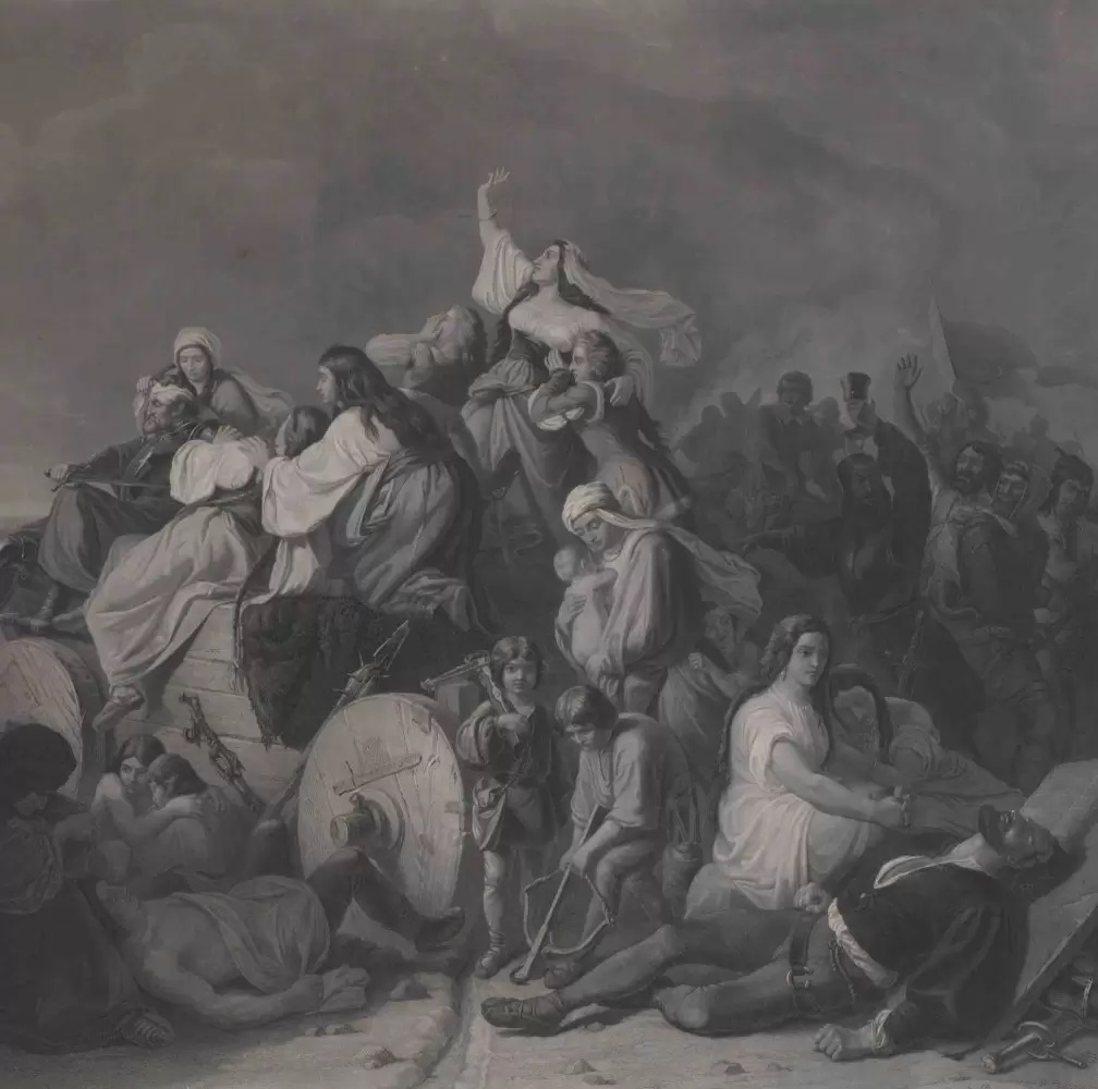 Franz Seraph Hanfstaengl (rytec)- Josef Matyáš Trenkwald (inventor) - Poslední bitva husitů u Lipan - Prémie Krasoumné jednoty na rok 1852 