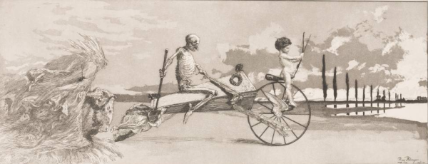 Max Klinger, Láska, smrt a věčnost, 12. list z cyklu Intermezzi (Opus IV), 1881, lept, papír, Národní galerie v Praze