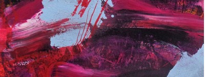 Matěj Olmer: Propíchnuté dvojče ďábla (výřez), 2021, akryl, sprej a epoxid na plátně
