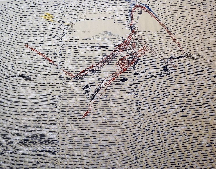 Daniela Mikulášková: Moře s výčnělkem, 2021, bavlnka na plátně